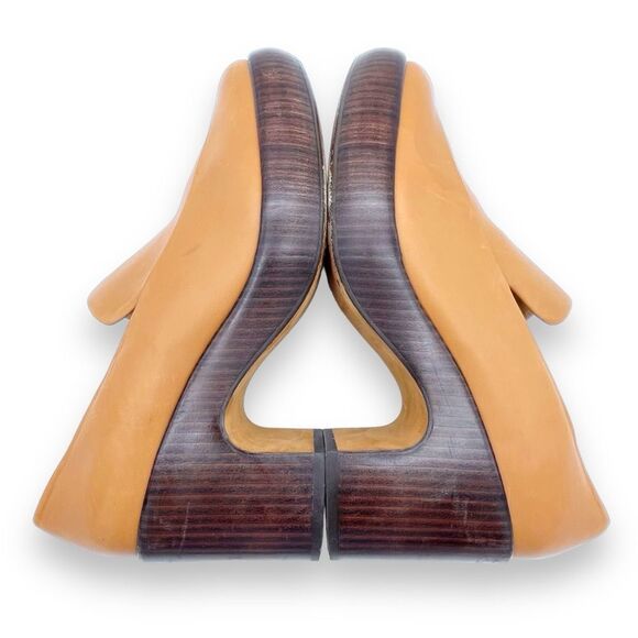 Vince Narissa High Heel Platform Clog Loafers in Cognac Tan Leather Size 8.5 - Picture 10 of 16